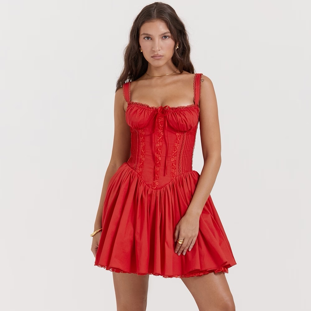 HOUSE OF CB XS Tall longer  'Pietra' Cherry Corset Mini Dress
